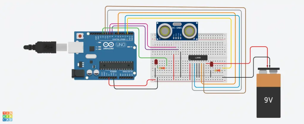 How to Control a DC Motor Using an Ultrasonic Sensor with Arduino Step 4 The Circuit