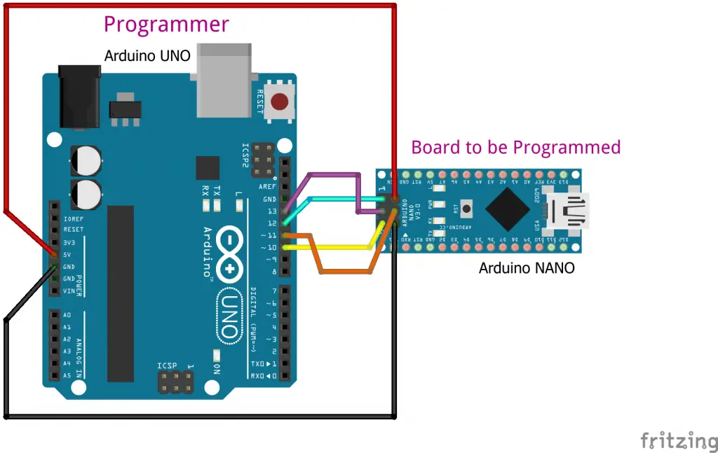 Programming Arduino Nano using Arduino Uno 2nd